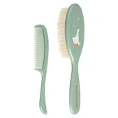 Inne akcesoria do pielęgnacji dzieci - Zestaw Canpol Babies, szczotka z miękkim włosiem i grzebień, od urodzenia, Goose, zielona - miniaturka - grafika 1