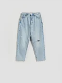 Spodnie damskie - Reserved - Jeansy straight z przetarciami - niebieski - miniaturka - grafika 1