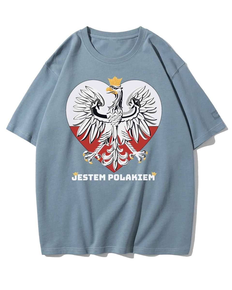 Koszulka oversize Patriotyczna Jestem Polakiem Godło Niebieska L