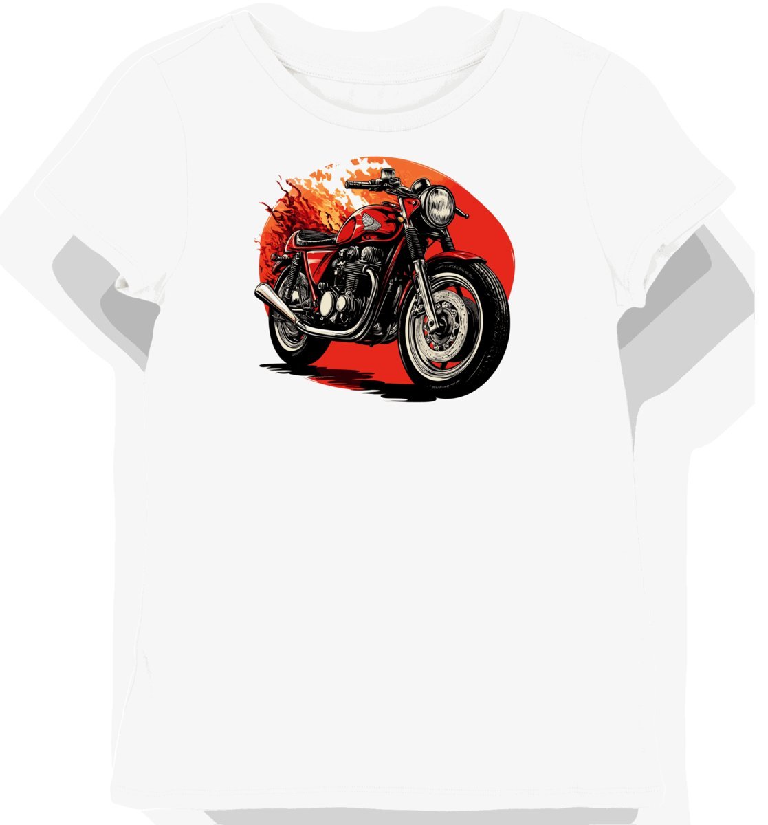 Koszulka damska biała dla pasjonatów motocykli z klasycznym motocyklem L