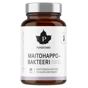 Puhdistamo - Bakterie kwasu mlekowego Boulardii 30 kapsułek (Probiotyki LactoSpore® i Lynside® - Maitohappo-bakteeri) - Suplementy naturalne - miniaturka - grafika 1