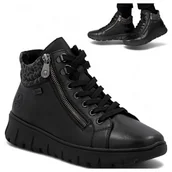 Półbuty damskie - Rieker SKÓRZANE Sneakersy Damskie na Platformie Wygodne Półbuty Platforma 40 - miniaturka - grafika 1