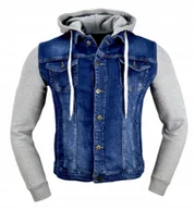 Kurtki męskie - Kurtka męska jeansowa z kapturem katana r.M - miniaturka - grafika 1