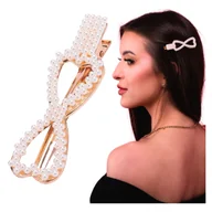 Ozdoby do włosów - Spinka do Włosów Złota Biała Wsuwka z Perłami Ślubna Lekka i Bezpieczna - miniaturka - grafika 1