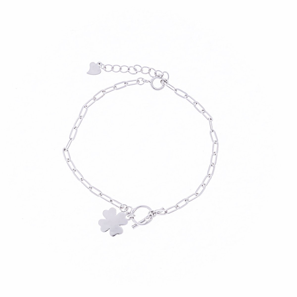 Srebrna bransoletka 925 toggle koniczyna