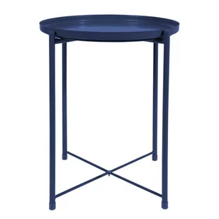 Stolik okrągły metalowy w stylu Loft - ciemnoniebieski - Ławy i stoliki kawowe - miniaturka - grafika 1