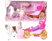 Lalki dla dziewczynek - Lalka w powozie z koniem i akcesoriami - funkcje świetlne i dźwiękowe - miniaturka - grafika 1