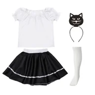 Stroje karnawałowe - ZESTAW KOTEK CZARNO-BIAŁY 116-128 5el - miniaturka - grafika 1