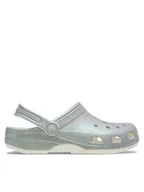 Klapki i japonki damskie - Crocs Klapki Classic Iridescent Glitter Clog 211005 Srebrny - miniaturka - grafika 1