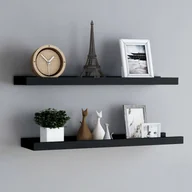 Półki do salonu - vidaXL vidaXL Półki ścienne na zdjęcia, 2 szt., czarne, 80x9x3 cm, MDF - miniaturka - grafika 1