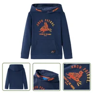 Bluzy dla dziewczynek - Bluza dziecięca z kapturem - granatowy melanż i pomarańcz - 116 - Bluza Dziewczęca - miniaturka - grafika 1