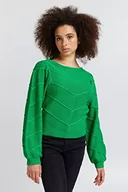 Swetry damskie - ICHI Sweter damski IHPILAR LS3, 166138/Kelly Green, XS - miniaturka - grafika 1