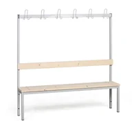 Meble do szkół i przedszkoli - B2B Partner Ławka szatniowa z wieszakiem, siedzisko - listwy, długość 1500 mm, szara 179328 - miniaturka - grafika 1