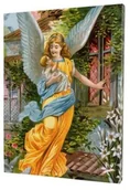 Ikony i obrazy sakralne - Anioł Stróż z dzieckiem-obraz religijny na płótnie - miniaturka - grafika 1