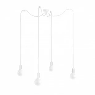 Biała lampa pająk Loft multi metal line X4 lampa wisząca KOLOROWE KABLE - Lampy sufitowe - miniaturka - grafika 1