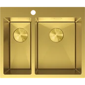 Zlewozmywaki - Mexen Flexo zlewozmywak stalowy 1,5-komorowy 610 x 510 mm, złoty - 6446611500-55 - miniaturka - grafika 1