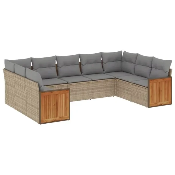 Zestaw mebli ogrodowych modułowych beżowy z poduszkami 62 x 62 x 69 cm