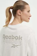Koszulki sportowe damskie - Reebok t-shirt bawełniany damski kolor beżowy 100075401 - miniaturka - grafika 1