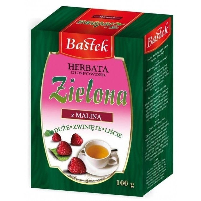 Herbata BASTEK zielona z maliną 100g