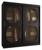 Szafy - Szafa przesuwna z lustrem Garderoba BAHRAJN 2 180 czarny - miniaturka - grafika 1