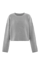 Swetry damskie - myMo Damski sweter z okrągłym dekoltem, luźny sweter akryl jasnoszary melanż, rozmiar XL/XXL, jasnoszary melanż, XL - miniaturka - grafika 1