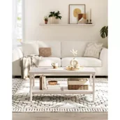 Ławy i stoliki kawowe - Songmics Stolik kawowy z rattanową półką beżowy - miniaturka - grafika 1