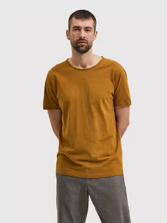 Koszulki męskie - Selected Homme T-Shirt Morgan 16071775 Brązowy Regular Fit - grafika 1