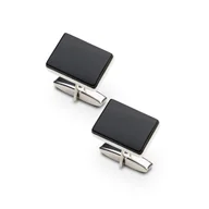 Spinki do mankietów i krawatów - Spinki Srebrne Do Mankietów Z Onyksem - Prostokąty - miniaturka - grafika 1
