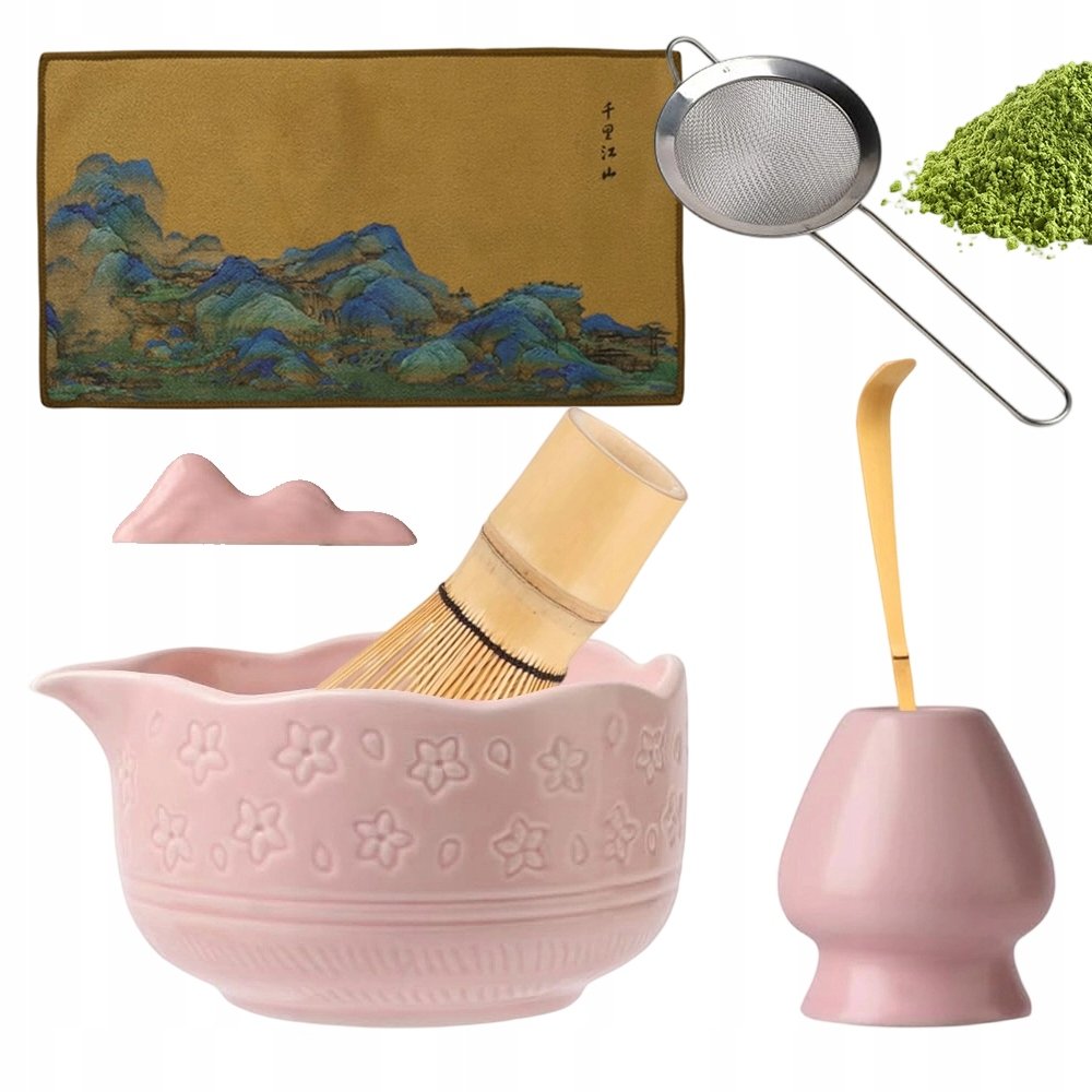 Różowy Ceramiczny Zestaw Do Matcha 450ML Dla Miłośników
