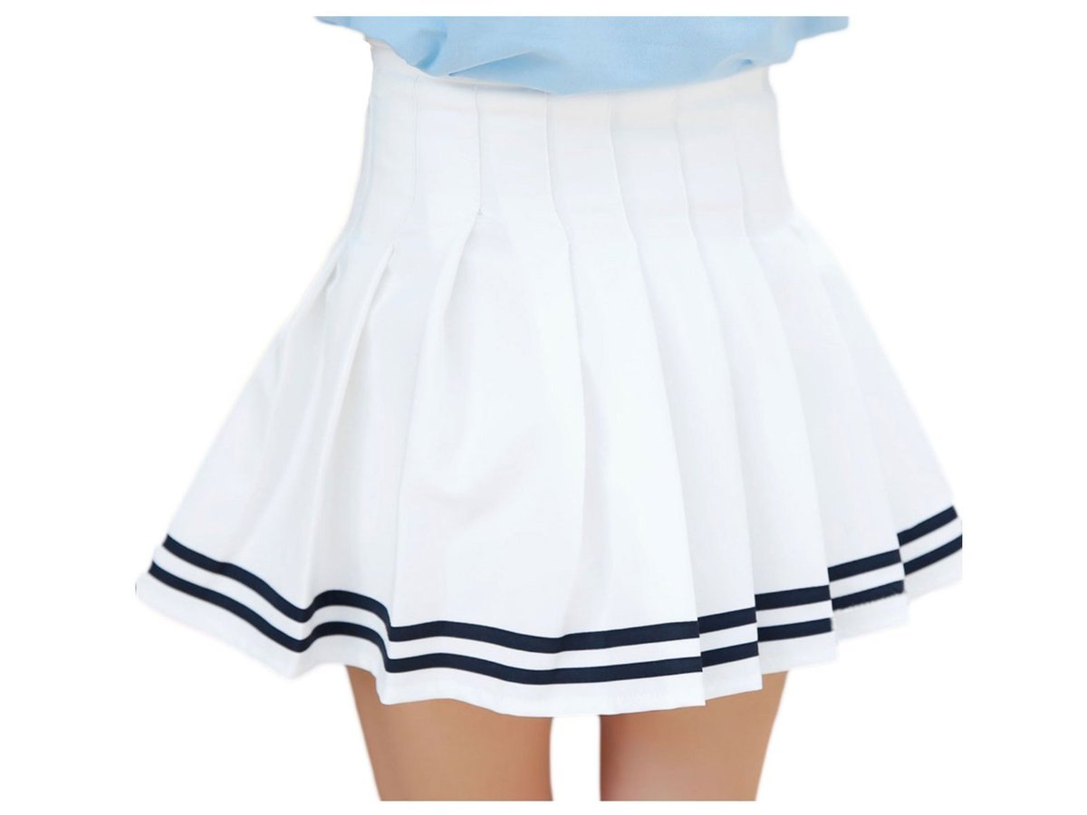 Spódnica plisowana z paskami mini biała - L