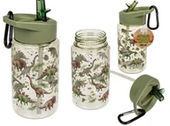 Shakery i bidony sportowe - Butelka, bidon z karabińczykiem 450 ml – Dinozaury - miniaturka - grafika 1