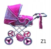 Domki dla lalek - DUDEK wózek dla lalek 2w1 średni różowy - miniaturka - grafika 1