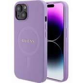 Etui i futerały do telefonów - Guess GUHMP15SPSAHMCU iPhone 15 6.1" fioletowy/purple hardcase Saffiano MagSafe - miniaturka - grafika 1