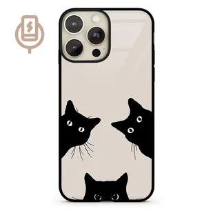 Czarne koty - iPhone 13 Pro Etui szklane flexible indukcyjne - Etui i futerały do telefonów - miniaturka - grafika 1