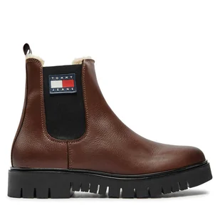 Sztyblety Tommy Jeans Chelsea EN0EN02626 Brązowy - Botki damskie - miniaturka - grafika 1