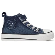 Buty dla dziewczynek - Trampki Dziecięce Jeansowe Niebieskie Wysokie Wygodne Na Rzepy Buty 30 - miniaturka - grafika 1