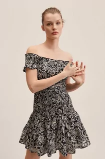 Sukienki - Mango sukienka Salines kolor czarny mini rozkloszowana - grafika 1