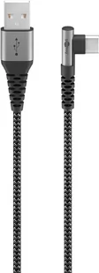 Kabel USB-C - USB-A 2.0 Goobay KĄTOWY TEXTIL 2m - Kable - miniaturka - grafika 1
