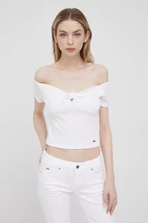 Bluzki damskie - Pepe Jeans bluzka BETH damska kolor biały gładka - grafika 1