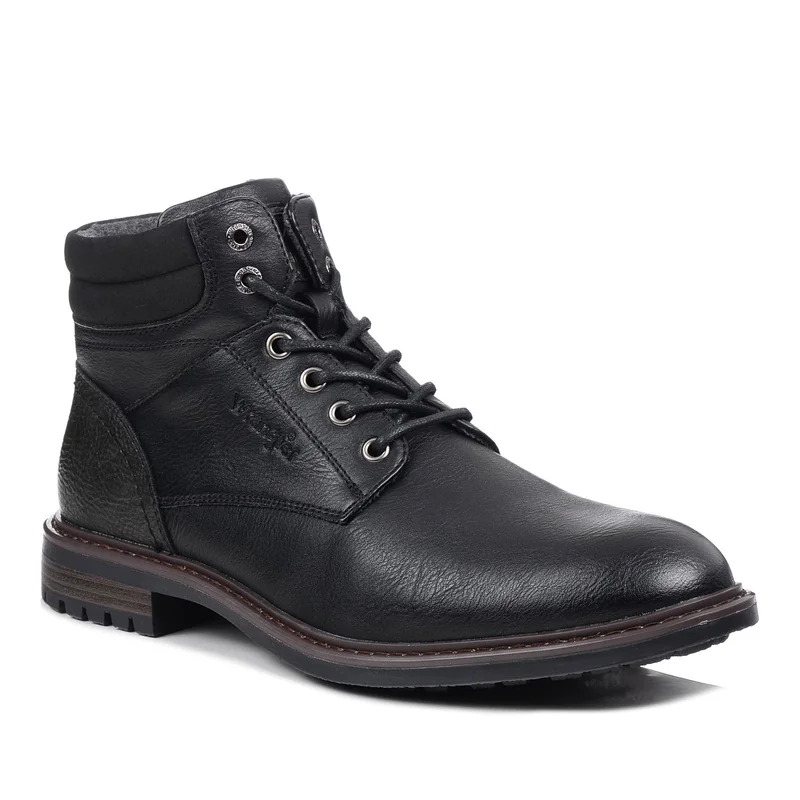 Buty męskie trzewiki zimowe Wrangler George ocieplane za kostkę czarne46