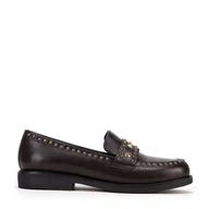Mokasyny damskie - Damskie loafersy skórzane z ozdobnymi nitami brązowe - Wittchen - miniaturka - grafika 1