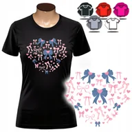 Koszulki i topy damskie - KOSZULKA DAMSKA Z NADRUKIEM T-SHIRT - WZÓR SERCE KOKARDKA PREZENT - XS - miniaturka - grafika 1