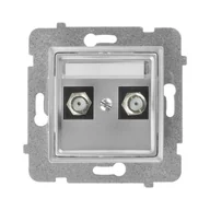 Gniazdka elektryczne - Polmark Gniazdo antenowe typu ""F"" podwójne ROSA srebrny - miniaturka - grafika 1
