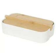 Pudła i pojemniki do przechowywania - Compactor Organizery kosmetyczne - Organizer do przechowywania 4x15x8 cm, z pokrywką, biały plastik/bambus RAN10268 - miniaturka - grafika 1