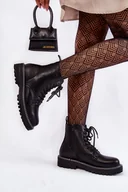 Botki damskie - Damskie Botki Na Platformie Big Star KK274538 Czarne-36 - miniaturka - grafika 1