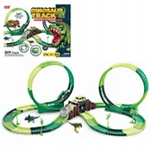 Tory, garaże, parkingi - Tor samochodowy wyścigowy dinozaur dino park 218 elem 434cm magic track XXL - miniaturka - grafika 1