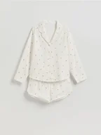 Moda i Uroda OUTLET - Reserved - Dwuczęściowa piżama - złamana biel - miniaturka - grafika 1