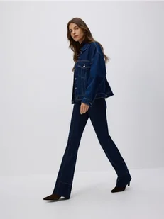 Reserved - Jeansy flare z przeszyciem - granatowy - Spodnie damskie - miniaturka - grafika 1