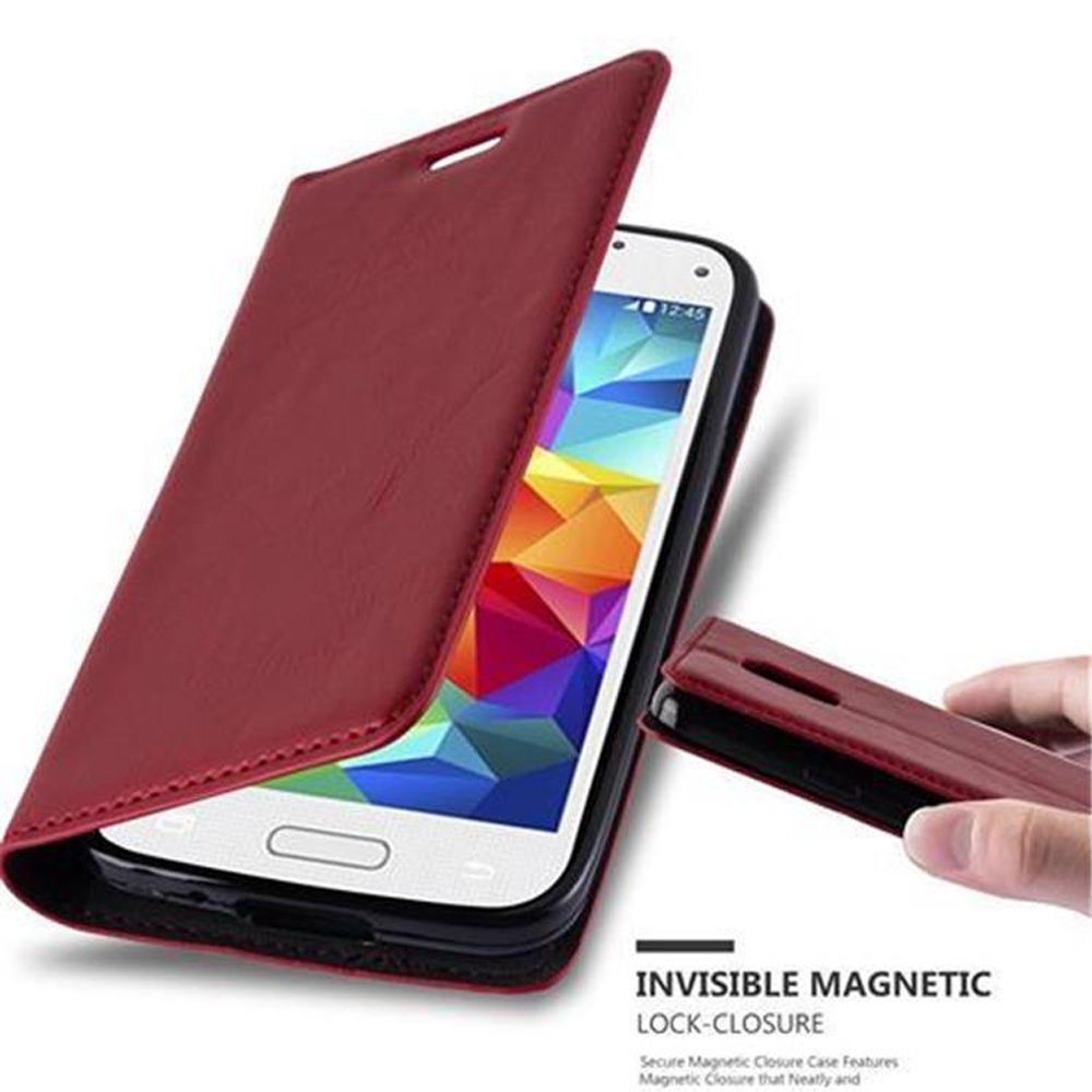 Etui ochronne Cadorabo do Samsung Galaxy S5 MINI / S5 MINI DUOS w kolorze czerwonym etui na telefon komórkowy z magnetycznym zamknięciem