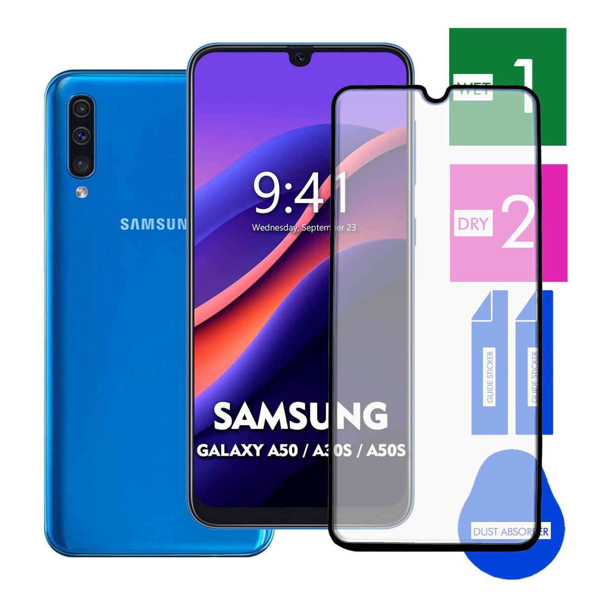 SZKŁO HARTOWANE DO SAMSUNG GALAXY A50 A30S A50S PEŁNE CAŁY EKRAN 9H 5D